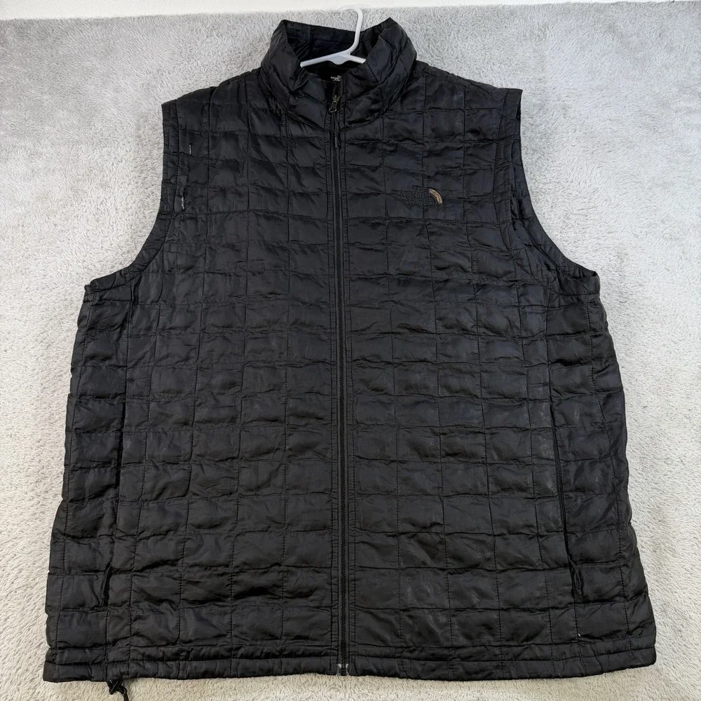 The North Face Vest Mens XL Black ThermoBall Insulated Lined Quilted Puffer